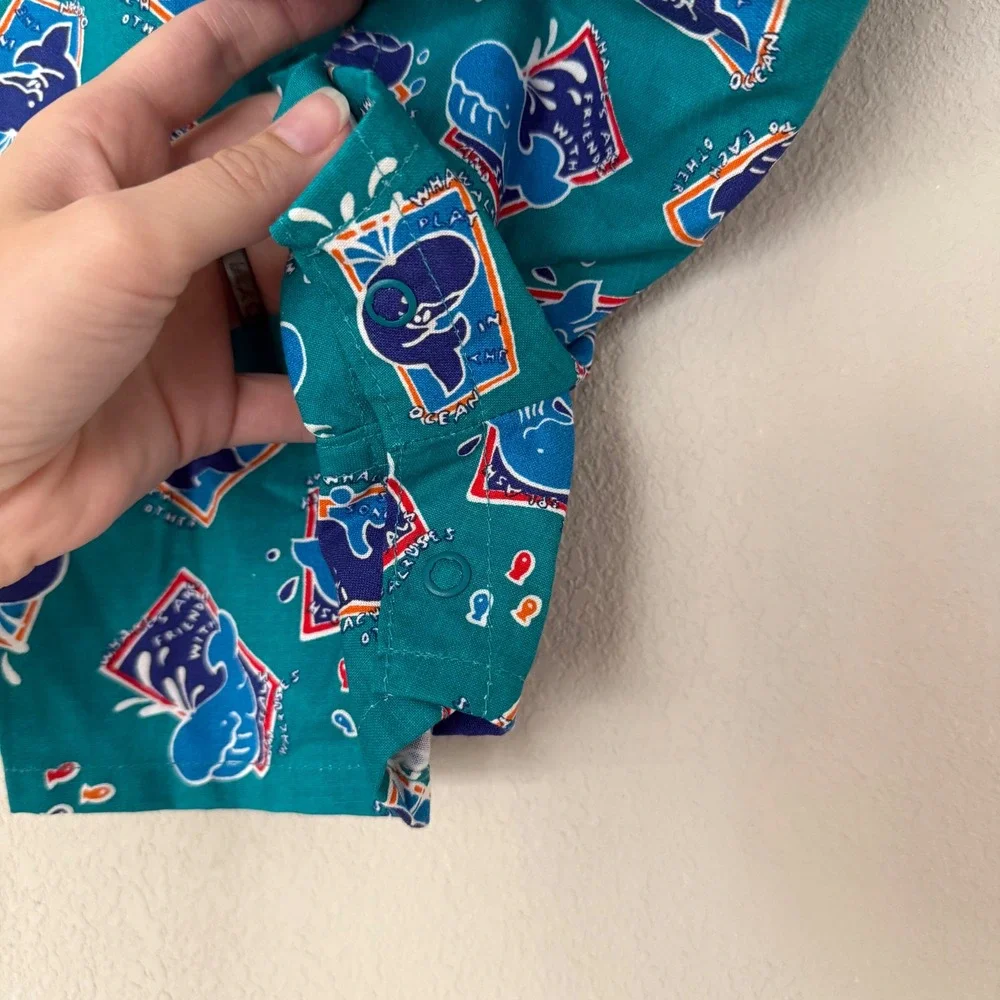 NWT OshKosh B'Gosh Whale Print Shortalls‎ Baby 3/6M Teal Vintage Overalls